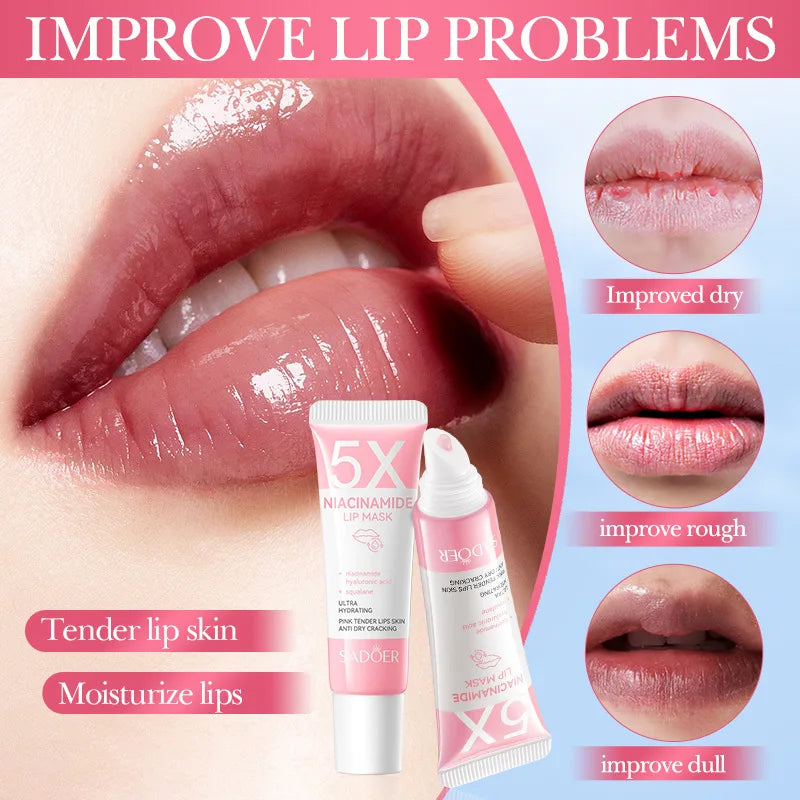 5X Niacinamide Plumping Lip Mask Faded Lip Lines Dead Skin Intense Hydration & Anti-Dryness For Soft Pink Lips Care Chapped Lips Qme