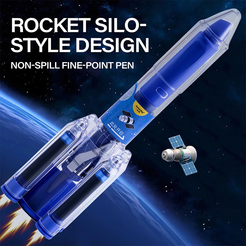 Space Theme Click Fountain Pen with Ink Cartridges, Aesthetic Fun Writing Tool & Desktop Decor Students & Office Use Qme