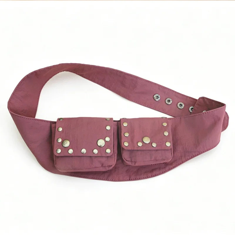 Boho Hippie Riveted Tribal Waist Bag Belt Women Vintage Utility Qme PURPLE