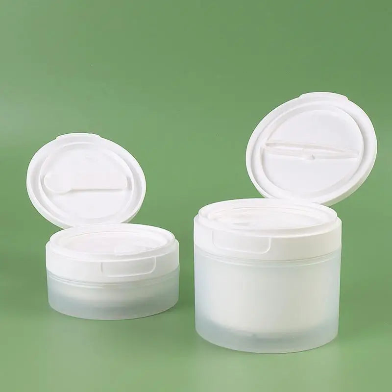 Lotion Cosmetic Cotton Makeup Jar 50 Flip Cover Spoon Tweezers Qme