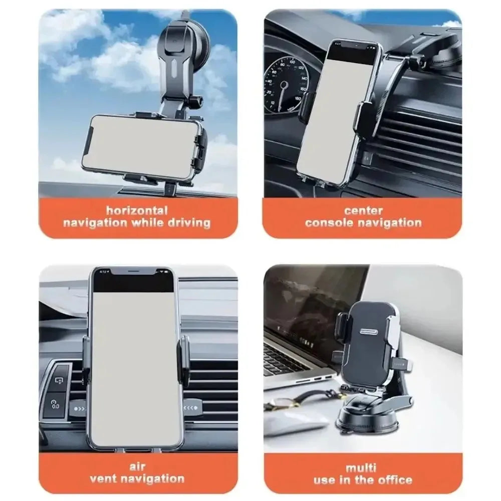 Car Phone Holder Dashboard Auto Cellphone Holder 360 Degree Rotation Universal Desk Windshield Hanging Phone Navigation Bracket Qme