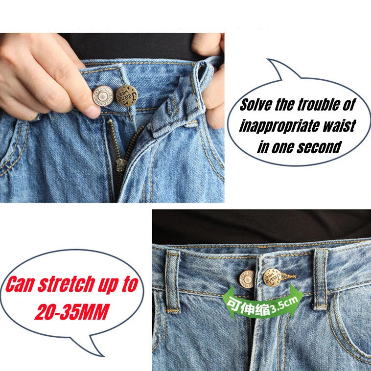 1/4/8pcs Detachable Jeans Waist Adjustment Buckle Metal Button Extender for DIY Pants Jeans Free Sewing Waist Extenders Buttons Qme