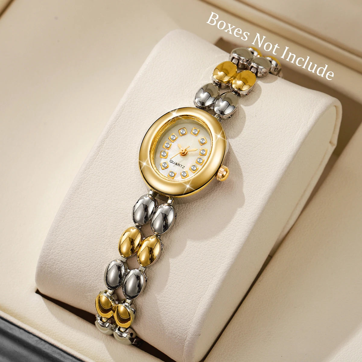 Moda strass feminino relógio de quartzo elegante pulseira relógio de pulso para senhoras reloj mujer (sem caixa) Qme Gold
