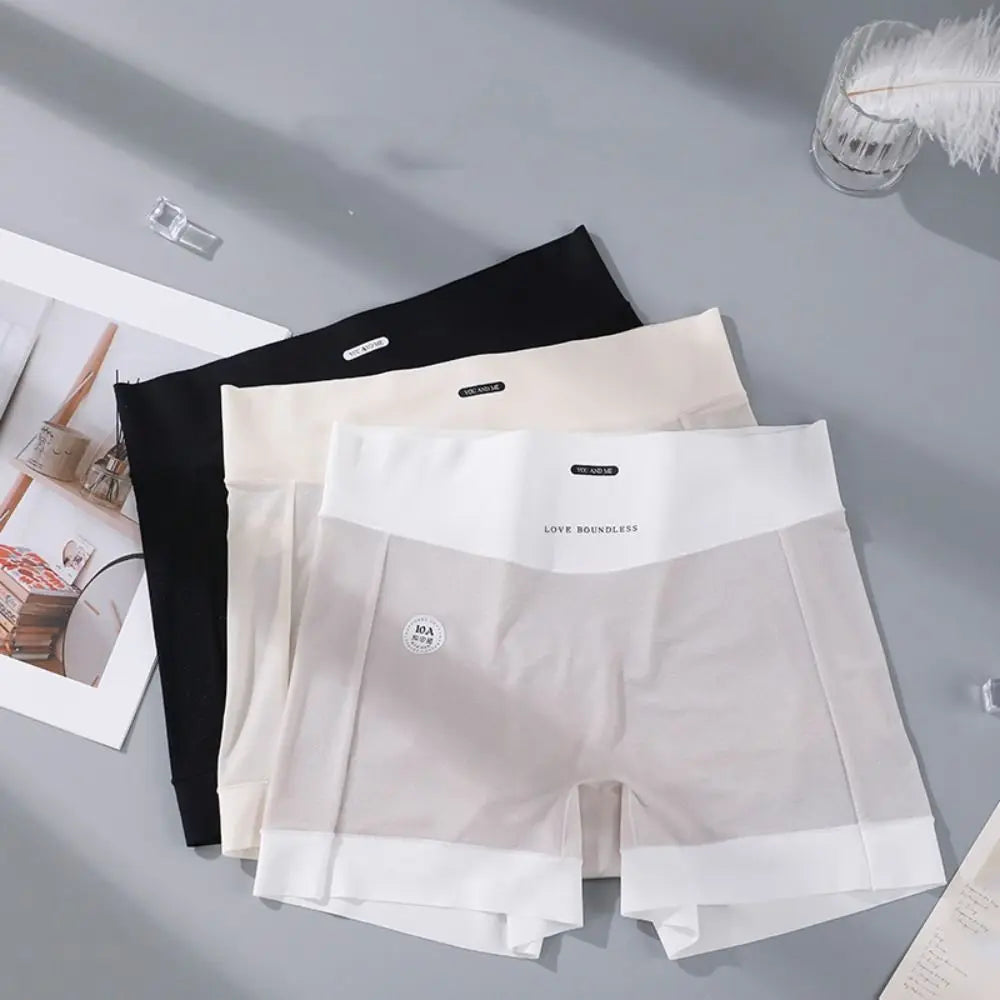 Fashion Thin Ice Silk Panties Large Size Cotton Crotch Women's Briefs Underpants Simple Anti-Glare Shorts Summer Qme