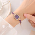 New Fashion Solid Color Zircon Fine Strap with Diamond Set Women's Watch, Free Adjustable Bracelet, Women's Style Qme 5