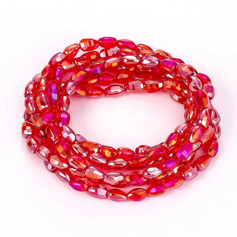 10 Colors 6x8mm Faceted Glass Beads Loose Craft Spacer Beads for DIY Jewelry Bracelet Necklace Earring Keychain Making Crafts Qme Color 6 6x8mm-70pcs