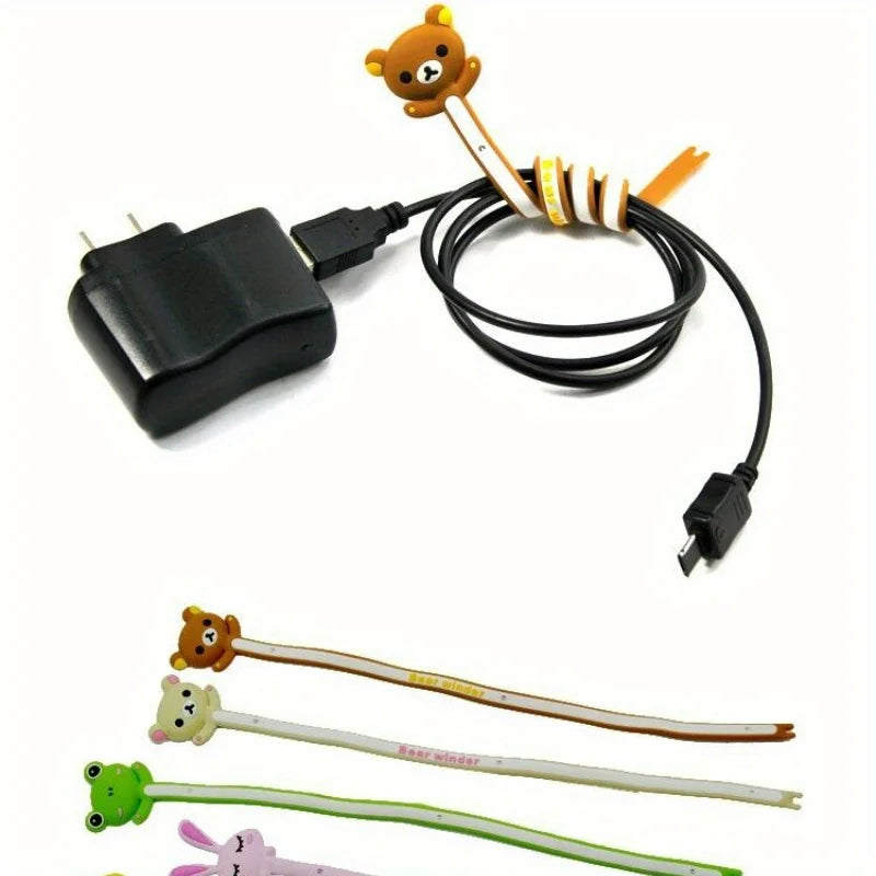 Cartoon Animal Cable Organizer, Silicone Cord Winder, Cable Tie, USB Charger Cable Management for Earphone, Phone Charging Cable Qme
