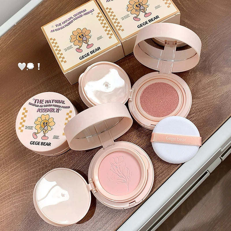 2-in-1 Double Layer Cushion Foundation Pressed Powder Natural Lasting Qme