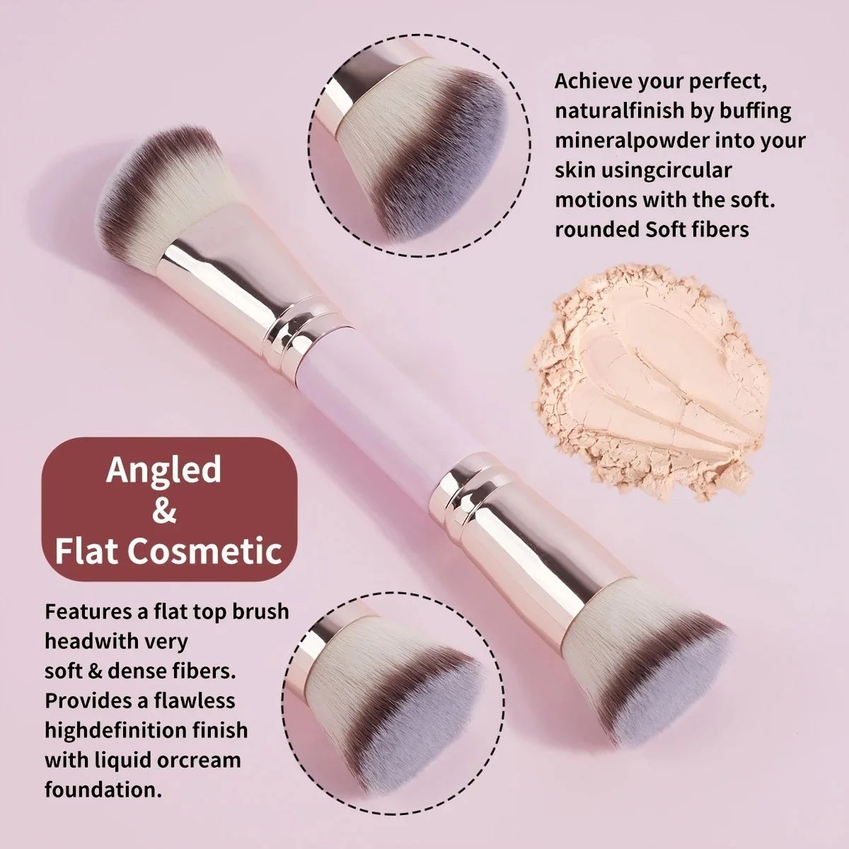 Large Double-ended Makeup Brushes Soft Bristle Foundation Blush Qme