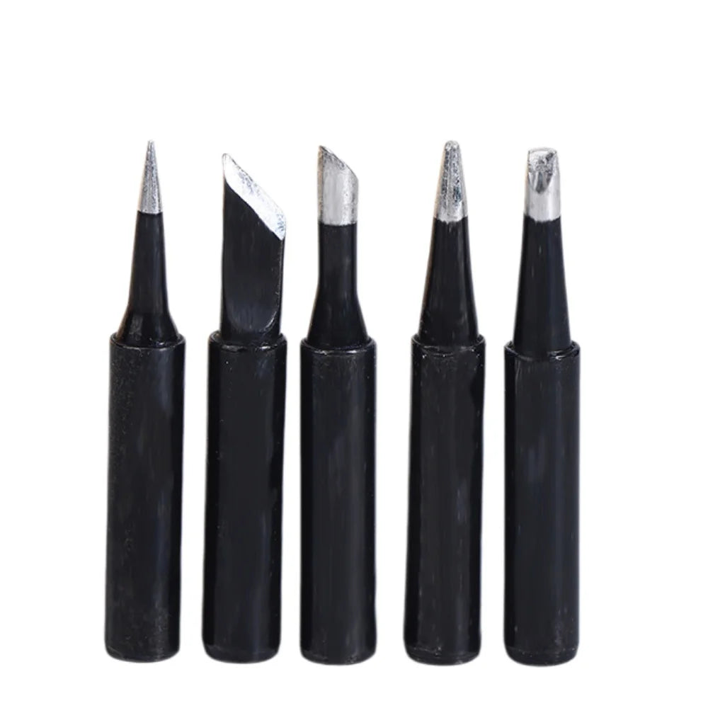 900M-T Series Copper Soldering Tips Set I B K 3C 2.4D Shapes Welding Iron Head for Electronic Repair Welding Maintenance Tools Qme black