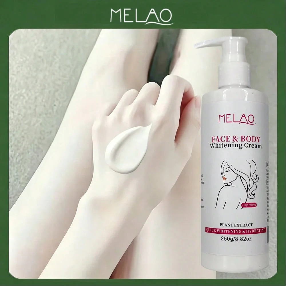 MELAO Face & Body Whitening Cream, Plant Extract Hydrating Brightening Lotion, Fade Dark Spots & Even Skin Tone for & Full Body Qme MELAO-027 250g