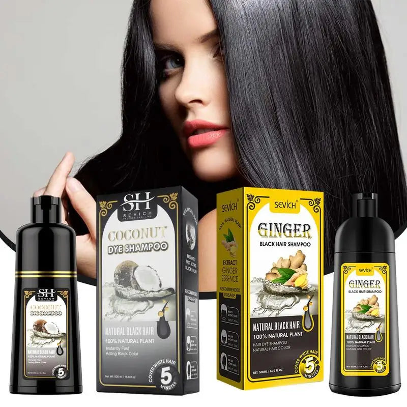 Herbal Hair Dye Black Shampoo Covering White Ginger Qme