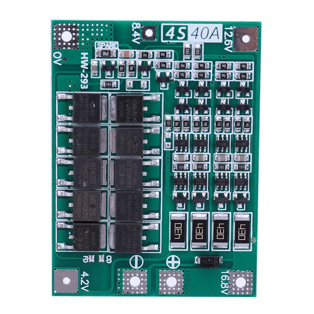 2S 3S 4S 20A 40A 60A Li-ion Lithium Battery Charger Protection Board 18650 BMS Drill Motor 11.1V 12V/14V 16.8V Enhance/Balance Qme 4S 40A Balance