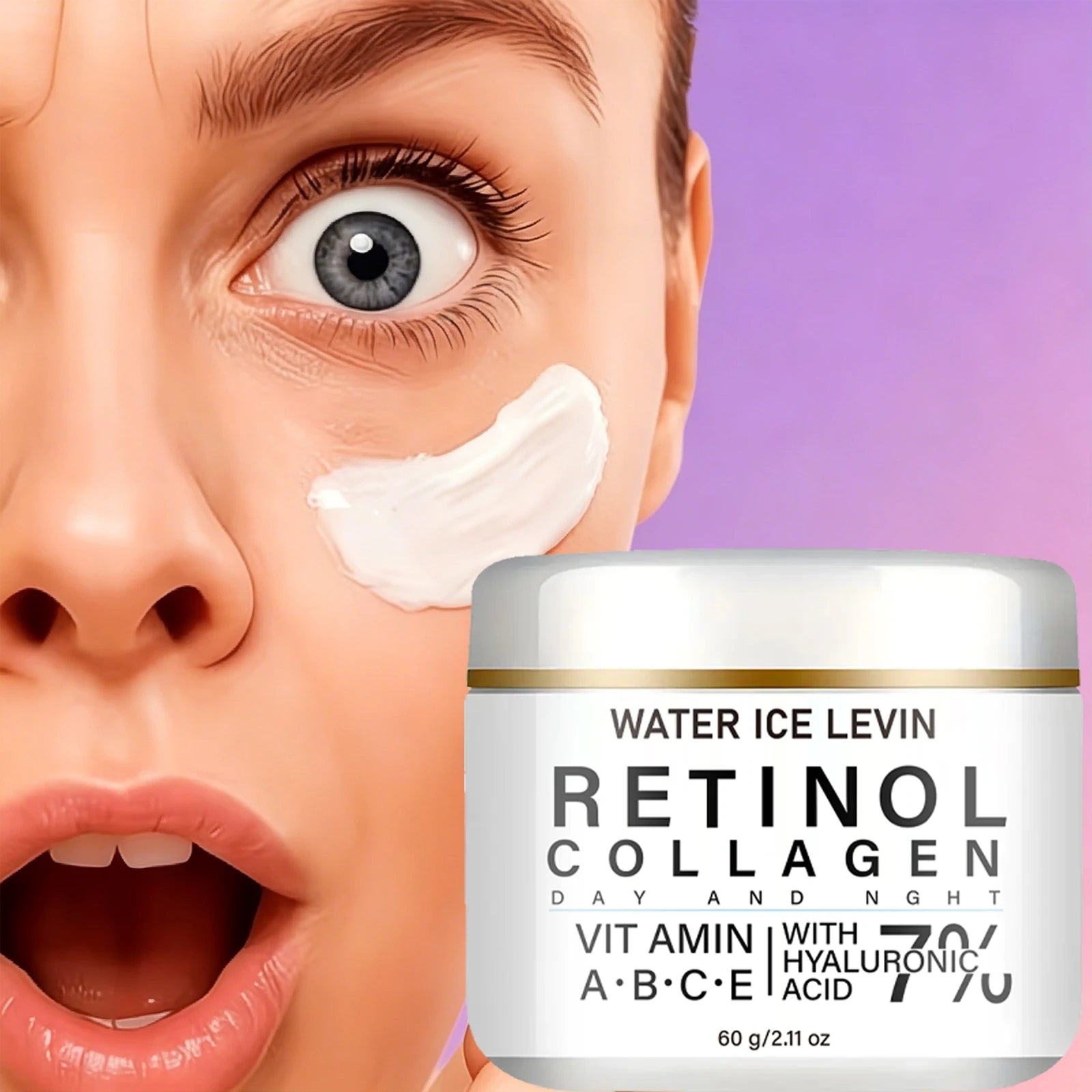 Retinol Collagen Day Night Face Cream with Hyaluronic Acid & Multi Vitamins, Moisturizing Firming Daily Skin Care Lotion Qme