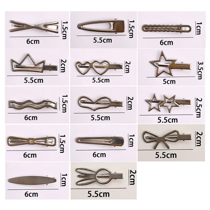 28Pcs/Set Fashion Metal Hair Clips Women Girls Y2K Duckbill Hairpin Personality Headwear Barrettes Hairclip Styling Accessories Qme