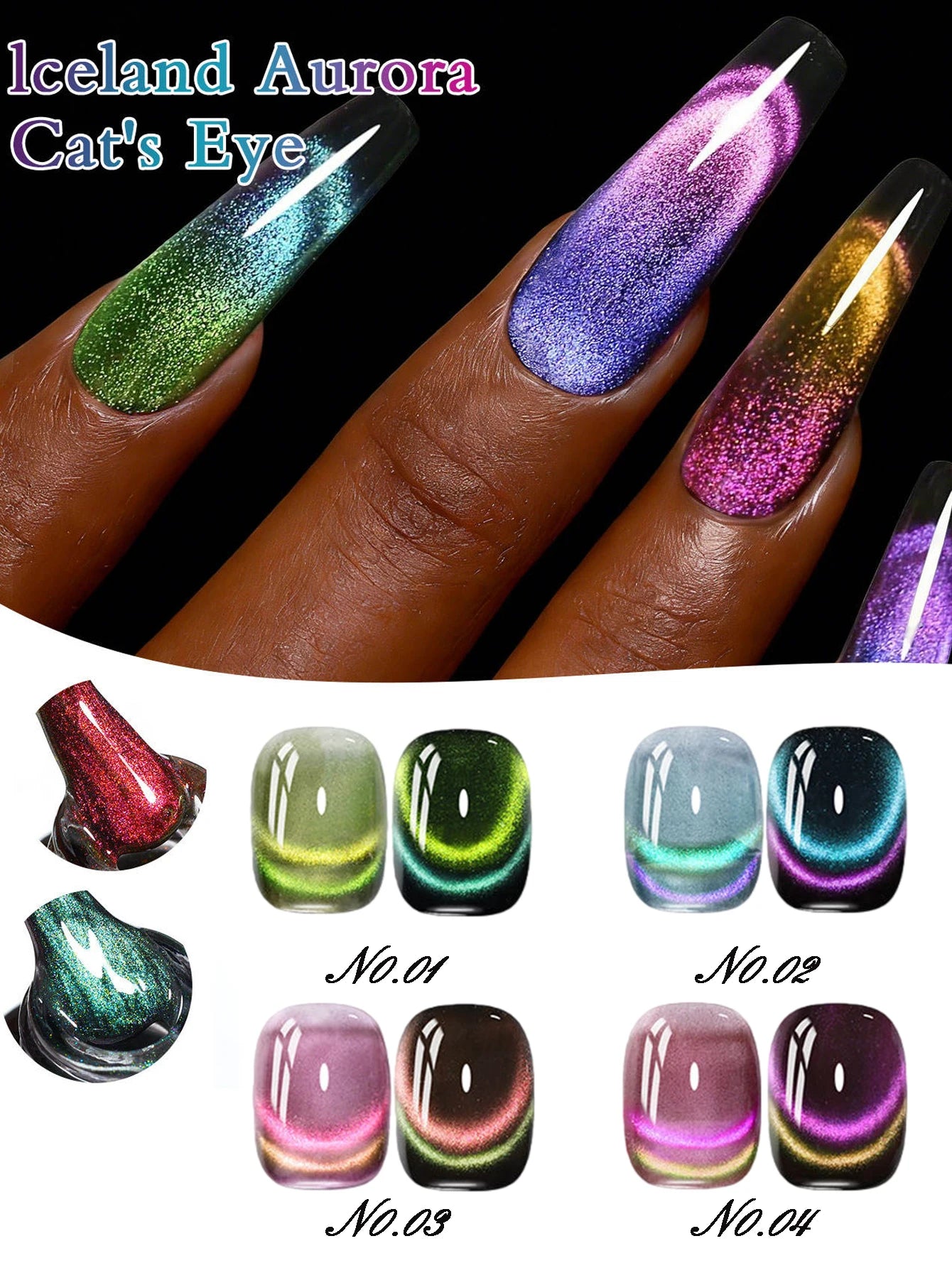 1 Double-sided Aurora Cat-eye Gel Polish DIY Nail Art Charm Suitable Qme 1 set