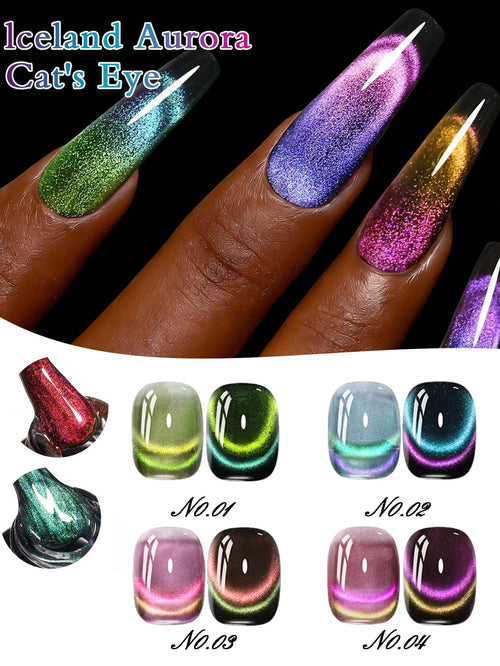 1 Double-sided Aurora Cat-eye Gel Polish DIY Nail Art Charm Suitable Qme 1 set