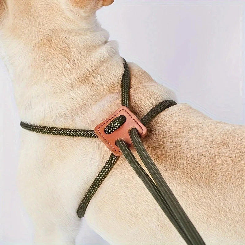 Integrated pet dog leash, nylon strap, adjustable dog chest strap, walking dog leash Qme