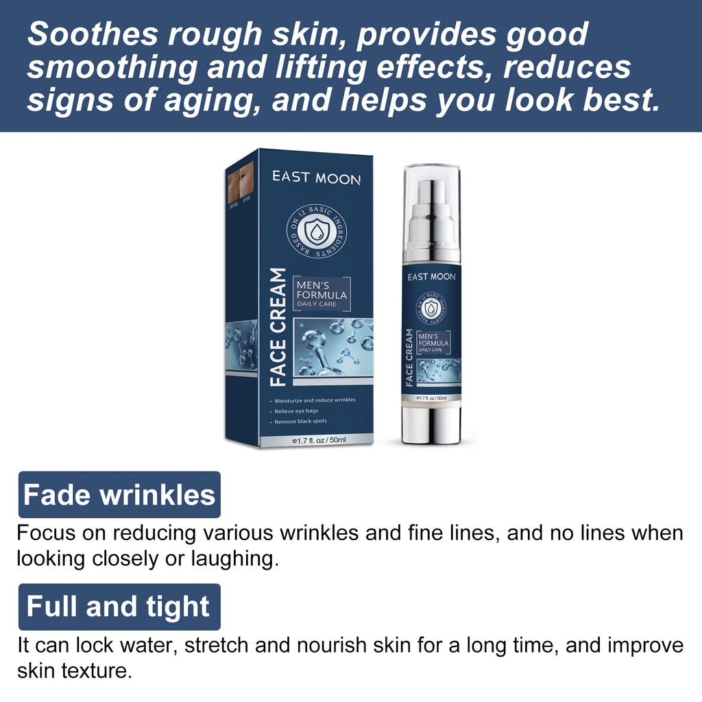 6 IN1 Men's Face Moisturizer Cream Hydrating Skin Lighten Dark Circles Anti-Puffiness Fade Fine Lines Brightening Facial Cream Qme