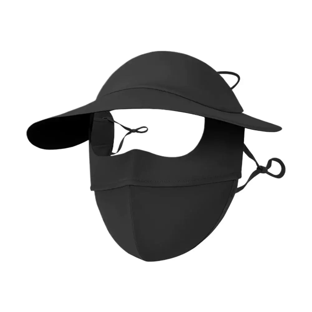 Full-face Integrated Sun Protection Face Cover Hat Mask Anti UV Full Qme Black