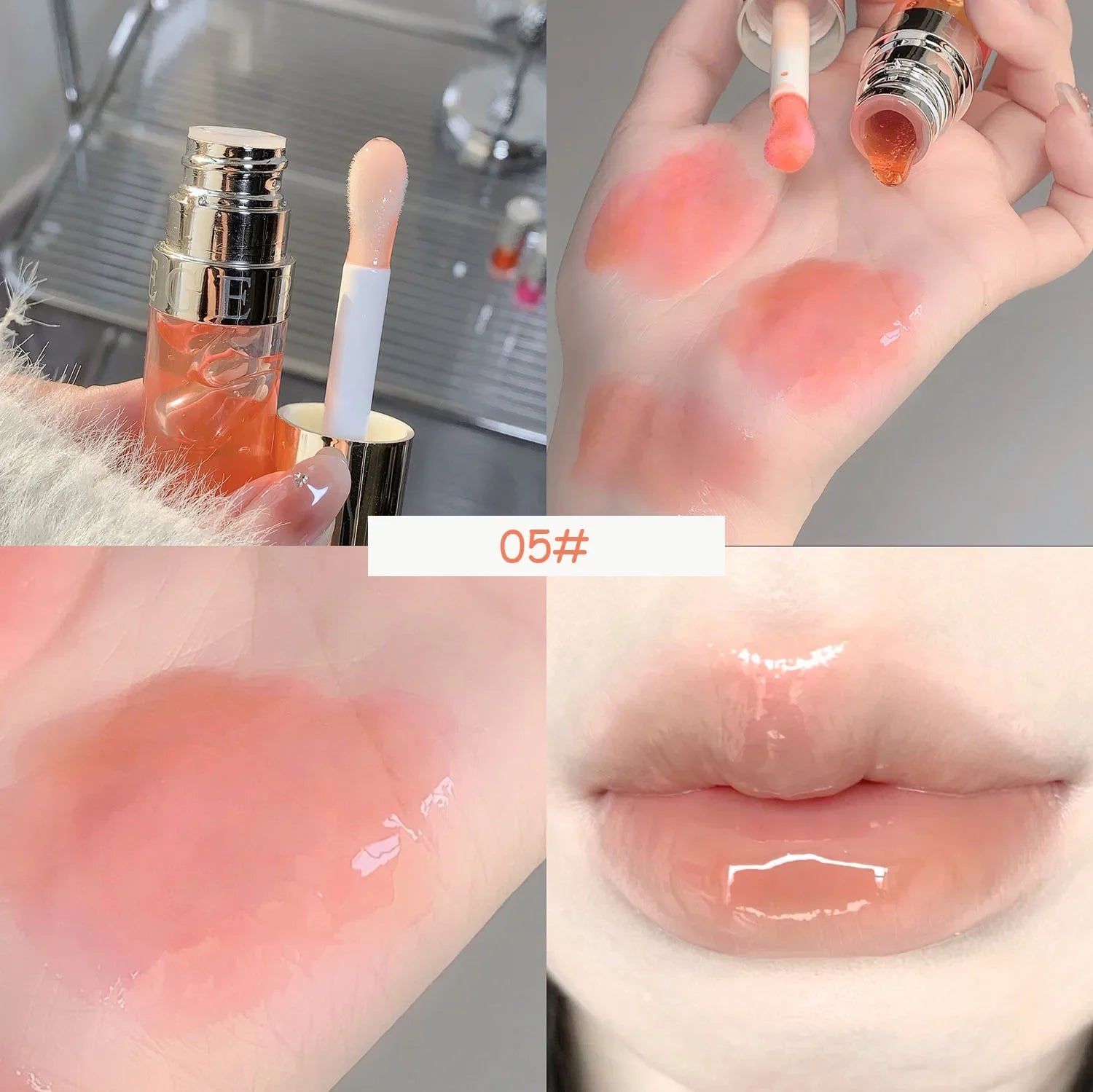 Strawberry Jelly Lip Oil Glossy Tint Glaze Lipstick Moisturize Liquid Fruit Jam Lip Beauty Treatment Transparent Hydrating Balm Qme 05