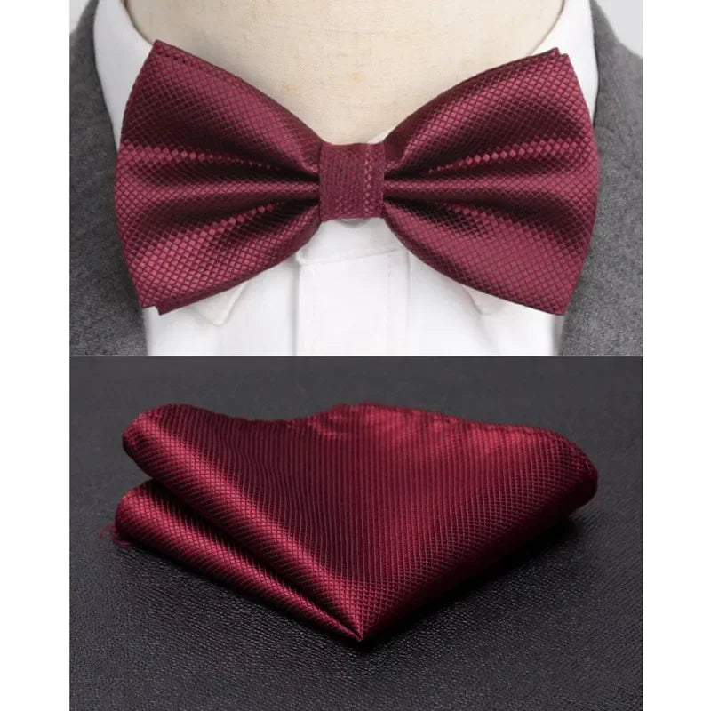 Men Bowtie Cravat Set Solid Fashion Butterfly Party Wedding Bow Ties Girls Formal Dress Tie Mens Bowknot Fashion Accessories Qme MAROON