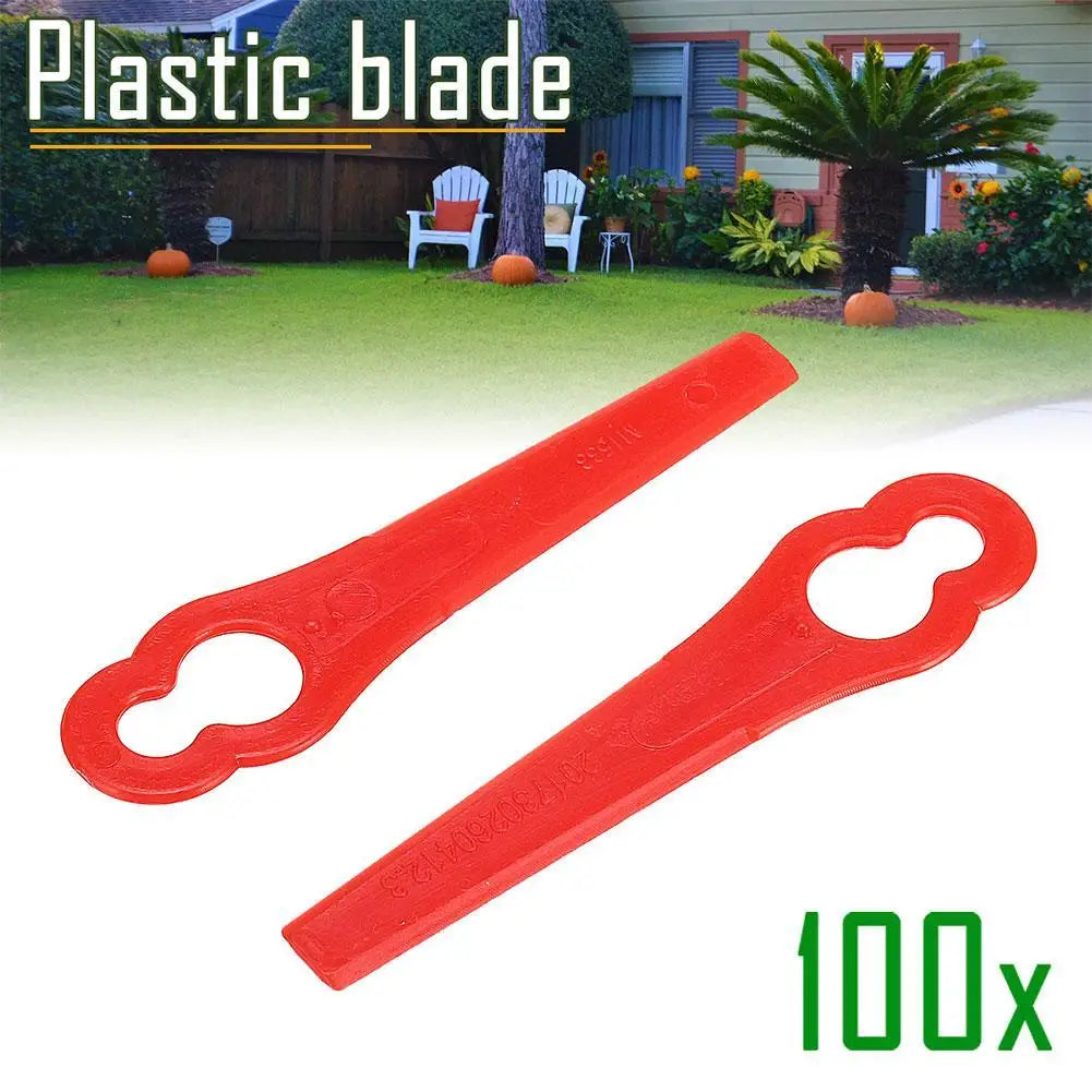 100pcs Plastic Cutter Blades For Electric Cordless Grass Trimmer Strimmer Tool Grass Trimmer Blades Replacement Garden Tool Qme