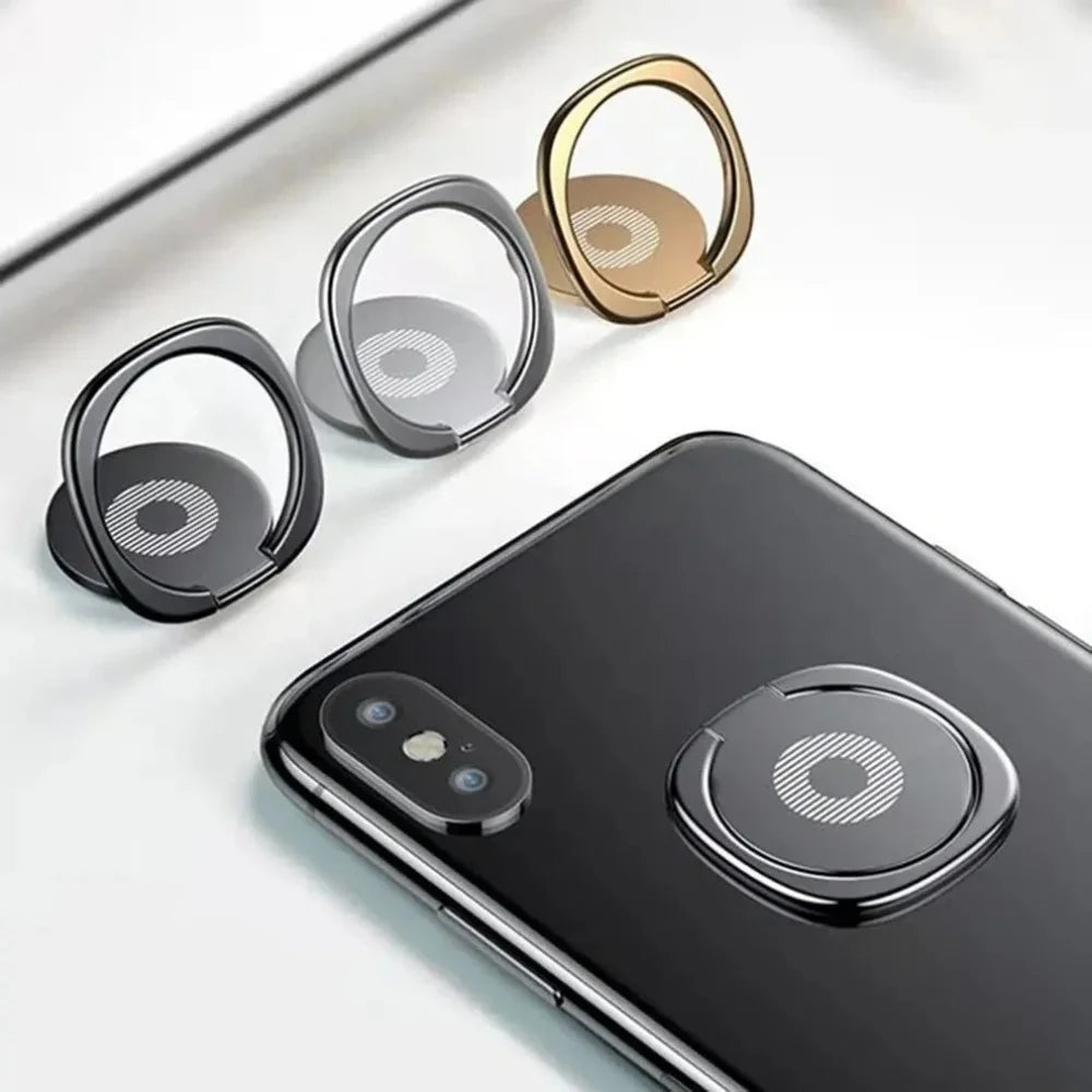 360° Rotating Ultra-thin Metal Phone Finger Grip Holder Magnetic Compatible Cellphone Back Ring Stand Car Mount For Mobile Phone Qme