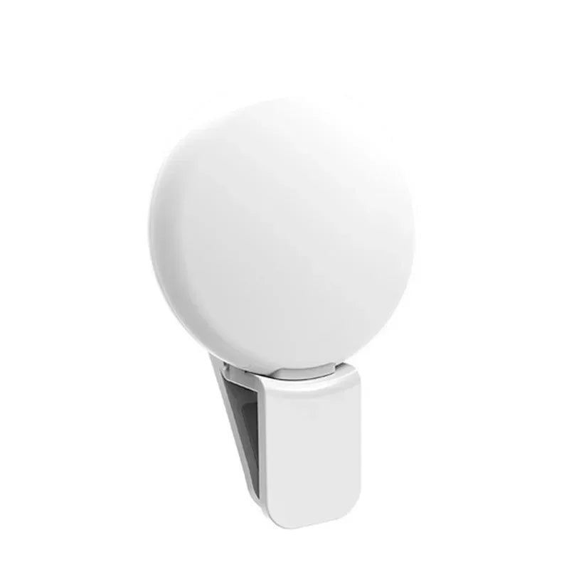 Mobile Phone LED Selfie Ring Light Portable Mini Durable Practical Three Stop Dimming Circle Photography Clip Fill Light Qme White