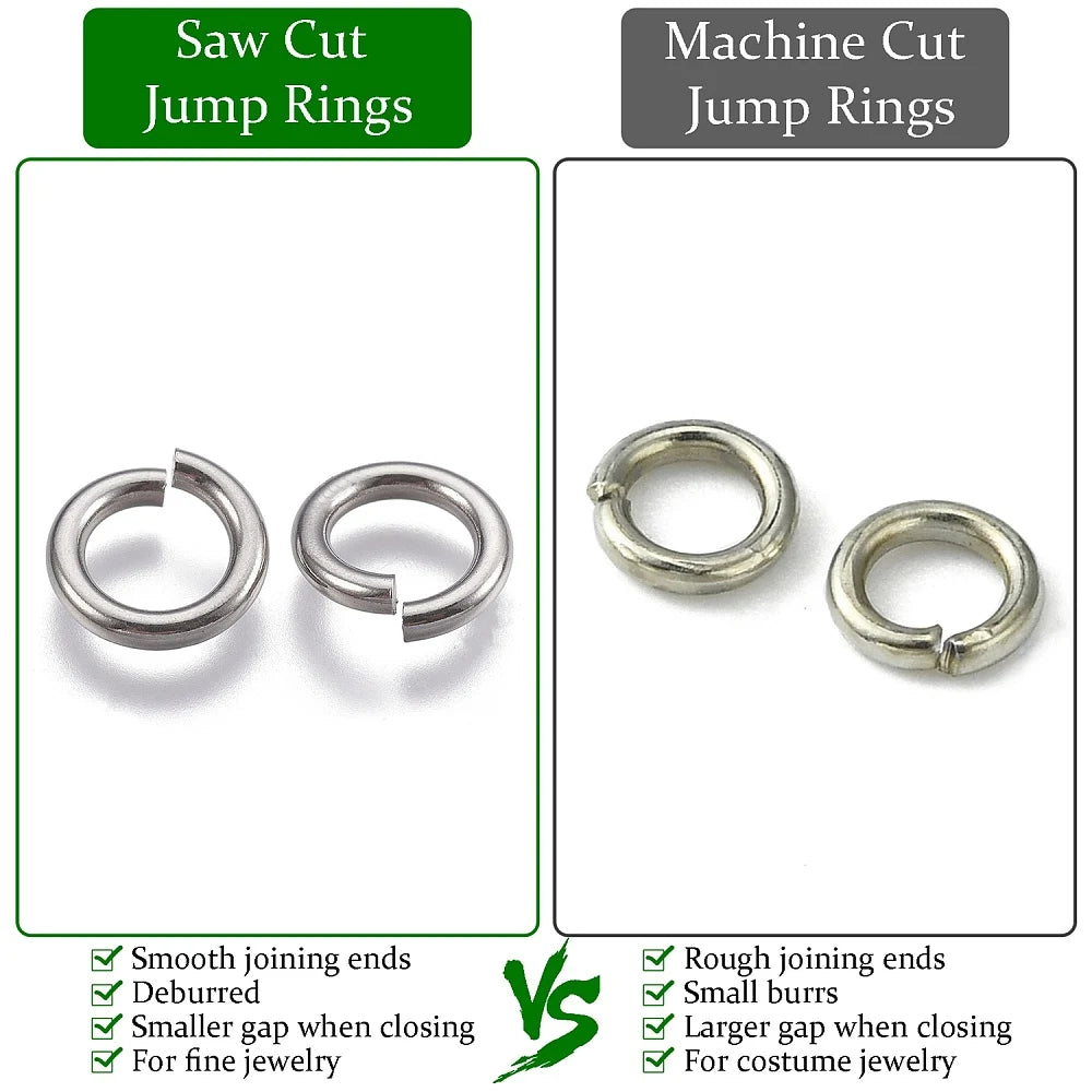 PandaHall Tarnish Resistant 304 Stainless Steel Saw Cut Open Jump Rings diameter 1.4-3mm x thick 6-30mm Round for Jewelry Making Qme