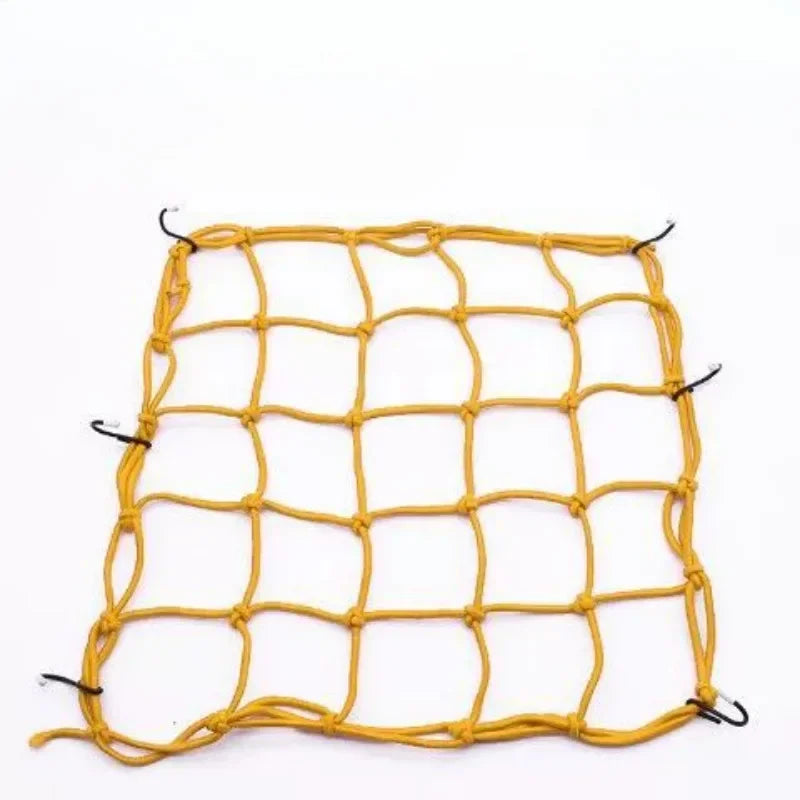 Motorcycle Luggage Net Bike 6 Hooks Hold Down Fuel Tank Luggage Mesh Web Styling High Quality moto adjustable Cargo Net Qme YELLOW