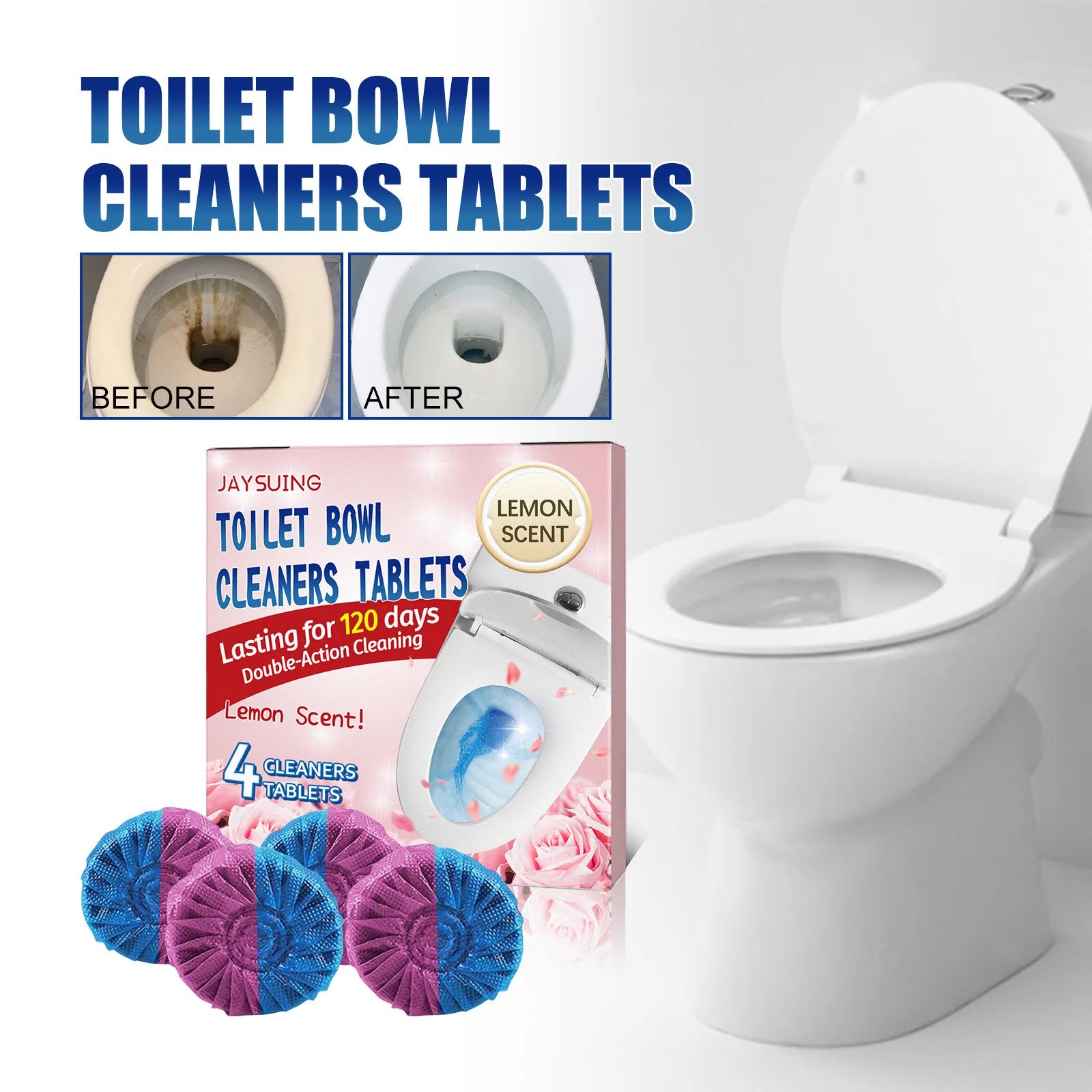 Toilet Bowl Cleaner Effervescent Tablet Deodorizer Urine Stain Remover Automatic Tank Bleach Bathroom Yellow Dirt Toilet Cleaner Qme