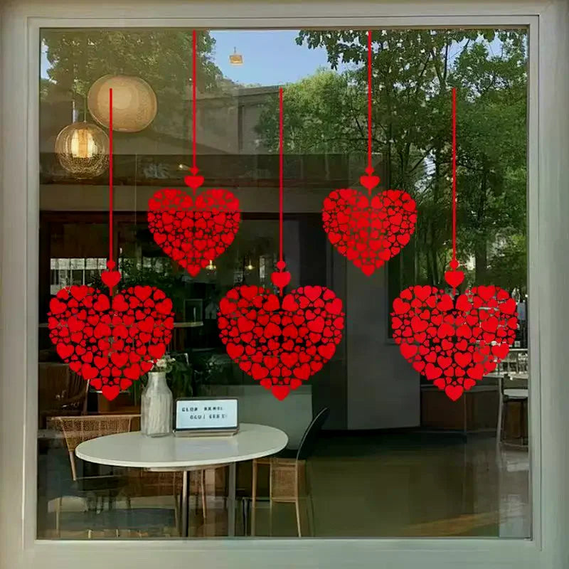 1pcs Valentine's Day Atmosphere Decorative Stickers,Heart-shaped Stickers For Glass Windows And Display Windows, Window Stickers Qme