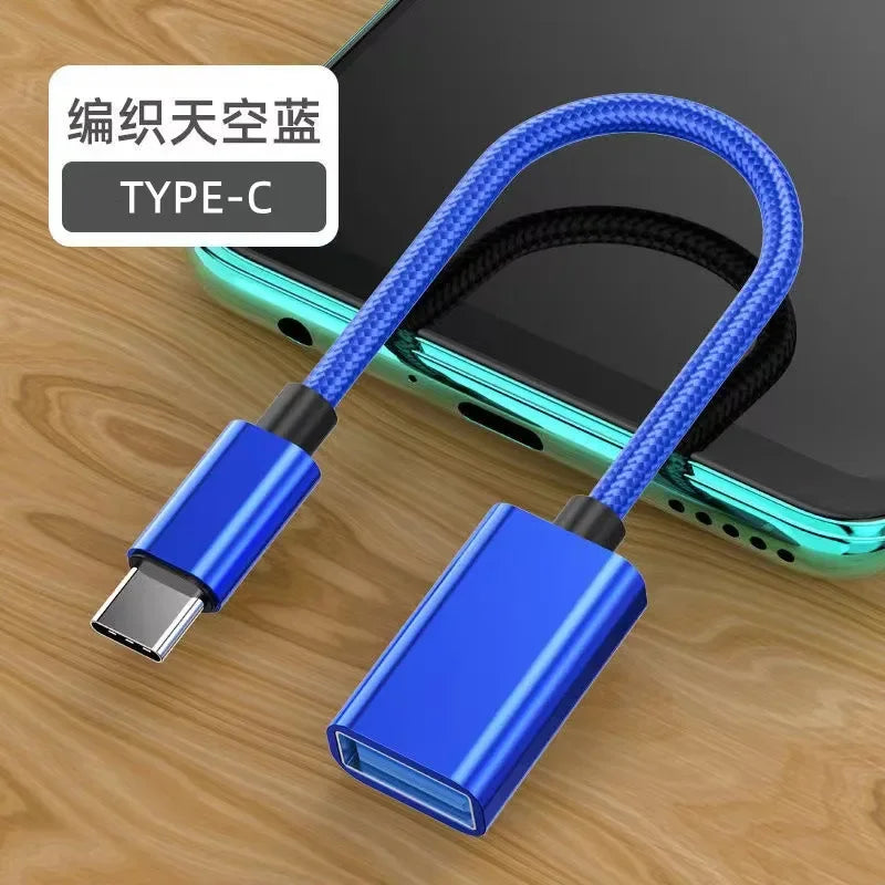 OTG Type C Cable Adapter USB to Type C Adapter Connector for Xiaomi Samsung S20 Huawei OTG Data Cable Converter for MacBook Pro Qme TYPE-C blue 2.0
