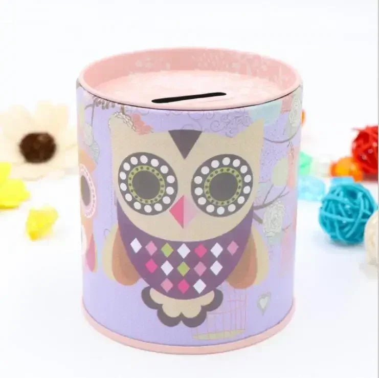 Metal Piggy Bank Coin Box Jewelry Storage Mini Tin Cute Organizer Qme Purple