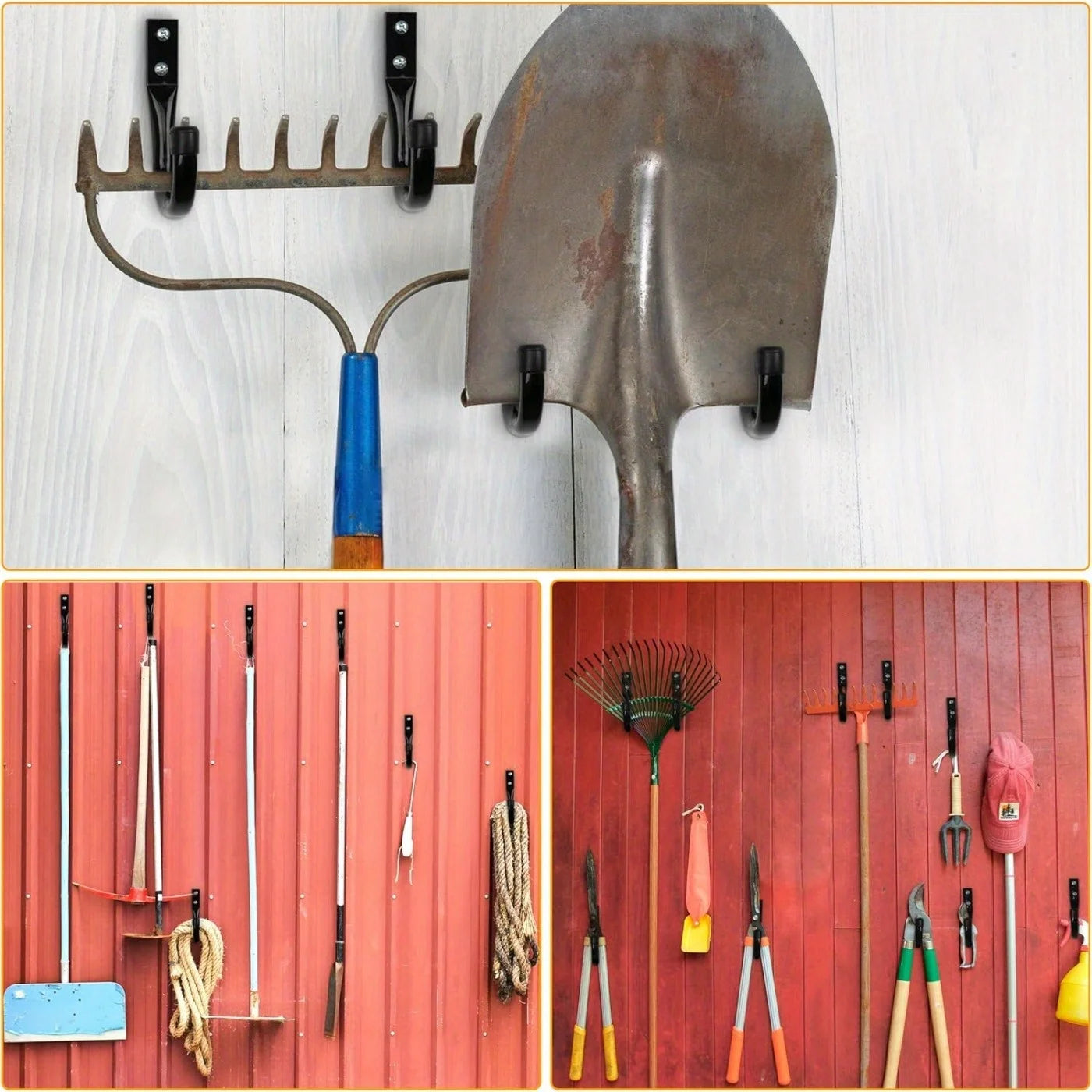 Metal Wall Hooks Are Used for Hanging Heavy-Duty, Garage Storage Hooks, Large Practical J-Shaped Hooks, and Black Wall Hangers Qme