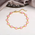 Classic 7 Color Copper Drip Oil Five-Leaf Flower Bracelet Necklace Pentagram Jewelry Set For Women Wedding Party Daily Wear Qme 21