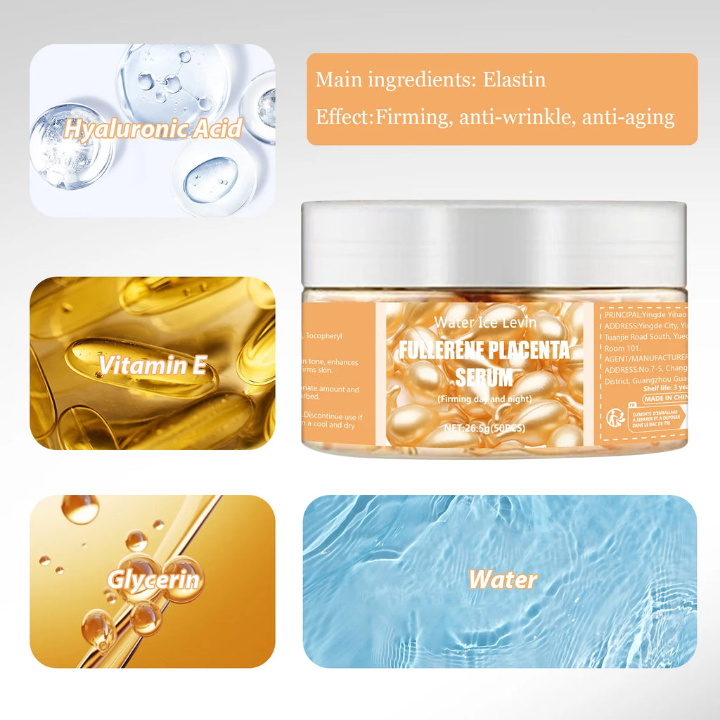 50 Fullerene Essence Capsules Collagen Capsules Facial Care Essence Anti-Wrinkle Anti-Acne Firming Whitening Hyaluronic Acid Essence Skin Care New Product Qme