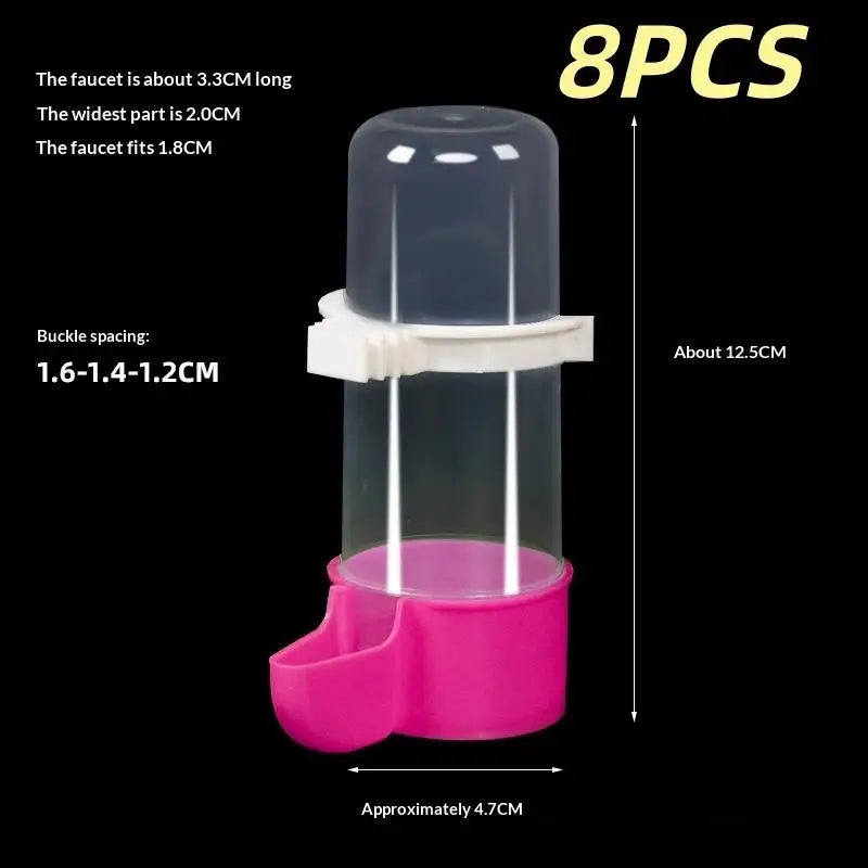 Bird Feeder Small Medium Large Pet Cage Accessories 2 4 8 Automatic Qme Pink 240ML 8pcs