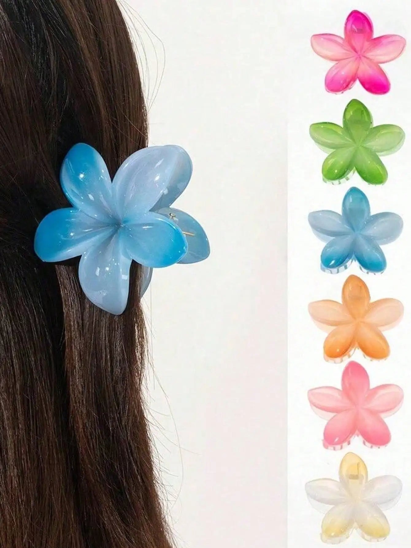Summer Beach Flower Hair Claw Clips Thick Strong Fixation Non-slip Qme