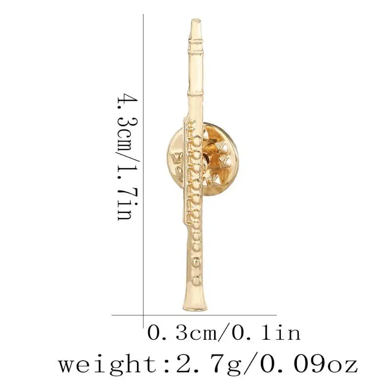 1Pcs Symphony Orchestra Badge Funny Musical Instruments Enamel Brooches Trumpet Clarinet Saxophone Violin Shaped Golden Pins Qme A4
