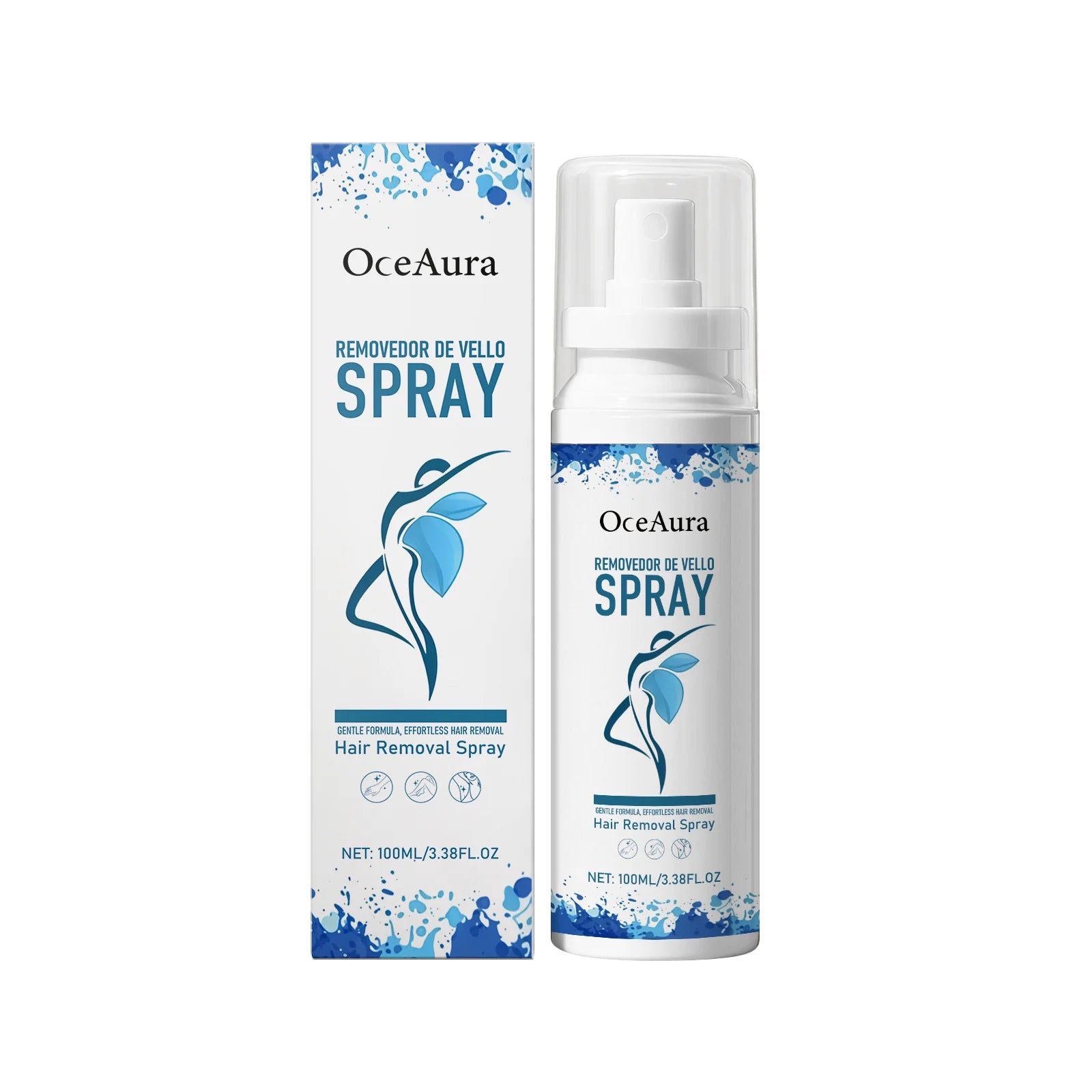 Oceaura Hair Removal Spray Painless Hair Depilatory Non-irritating Smoothing Skin Protecting Moisturizing Hair Growth Inhibitor Qme 100ml