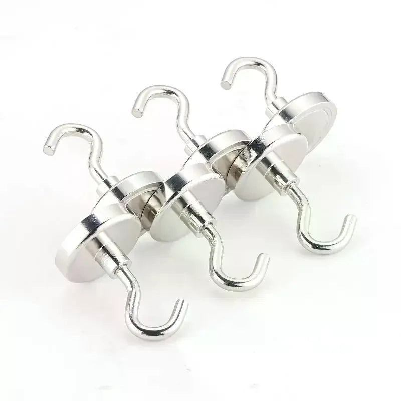 Magnetic Hooks With Premium Electroplated Finish, No-Drill Damage-Free Strong Hanging Solution For All Ferromagnetic Surfaces Qme