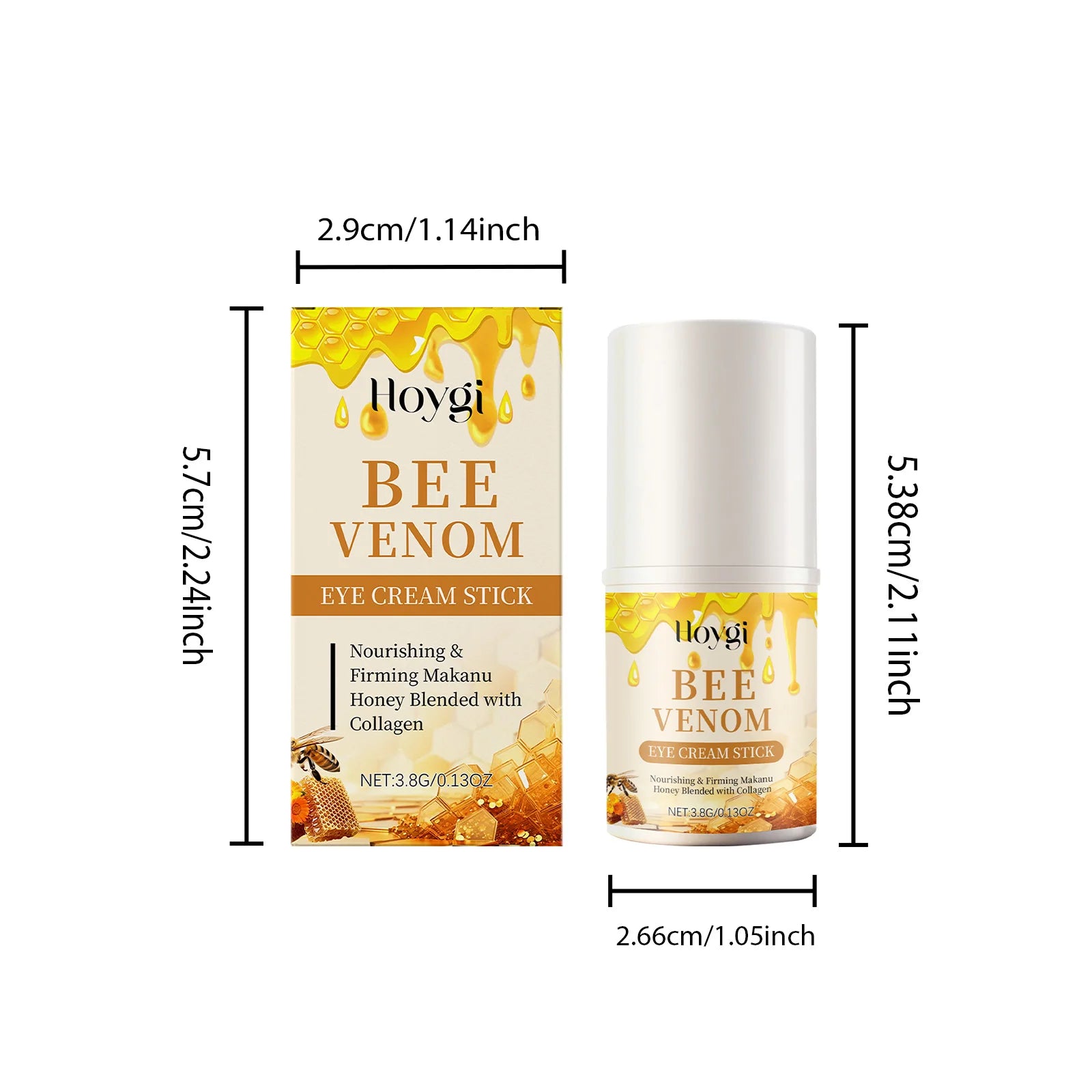 Bee Venom Firming Eye Cream Stick Dark Circles Remove Eye Bags for Under Eye Honey Lifting Brightening Anti-Puffiness Eye Care Qme 3.8g Boxed