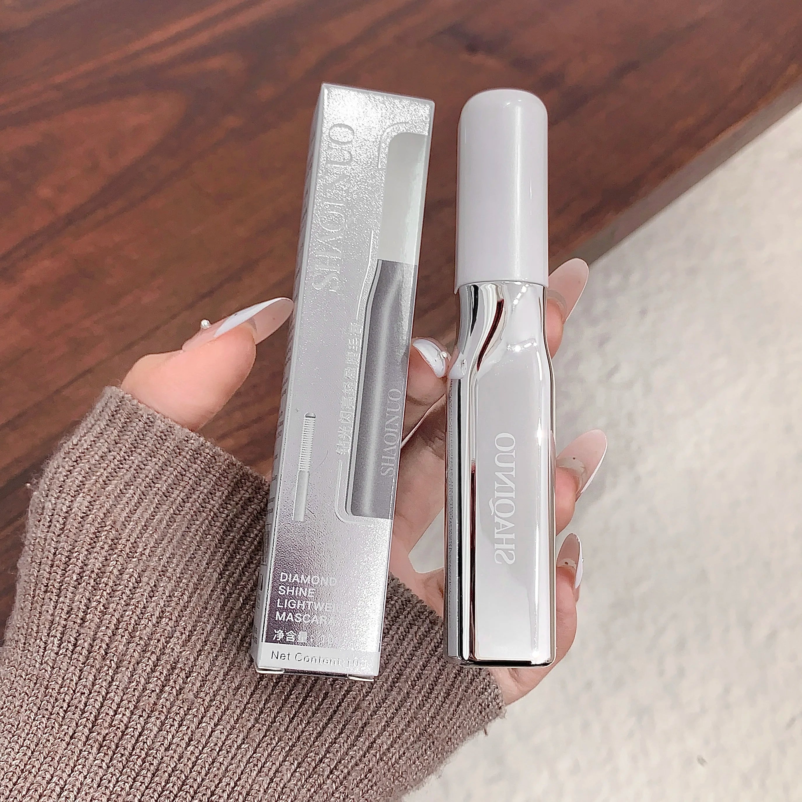 SHAQINUO Diamond Glitter Mascara Lightweight Curls Volumes Waterproof Qme