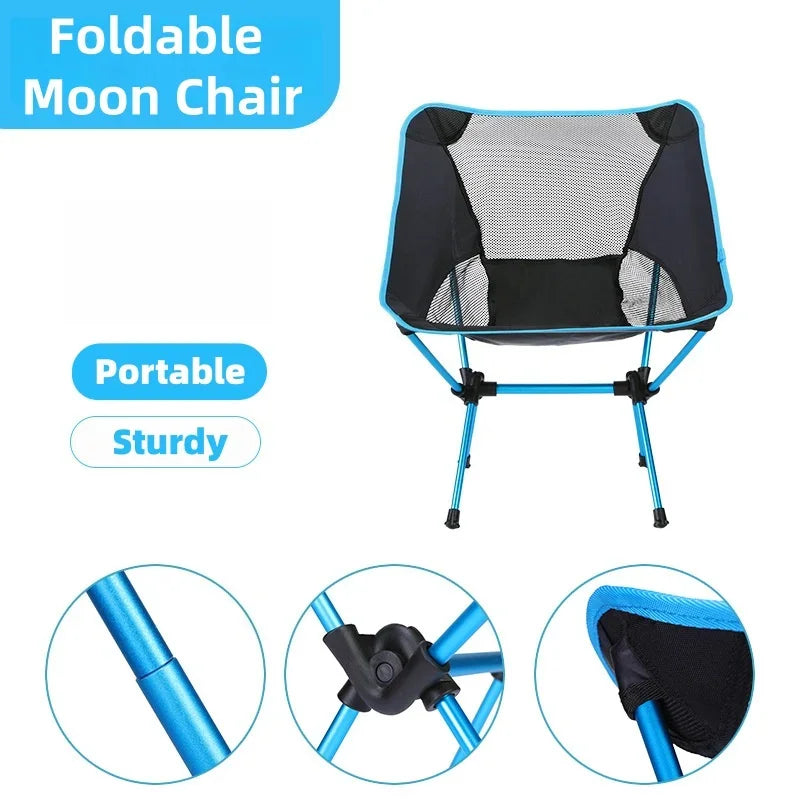 Outdoor moon chair, camping folding chair, portable leisure backrest chair, ultra-light aluminum alloy folding chair Comfortable Qme
