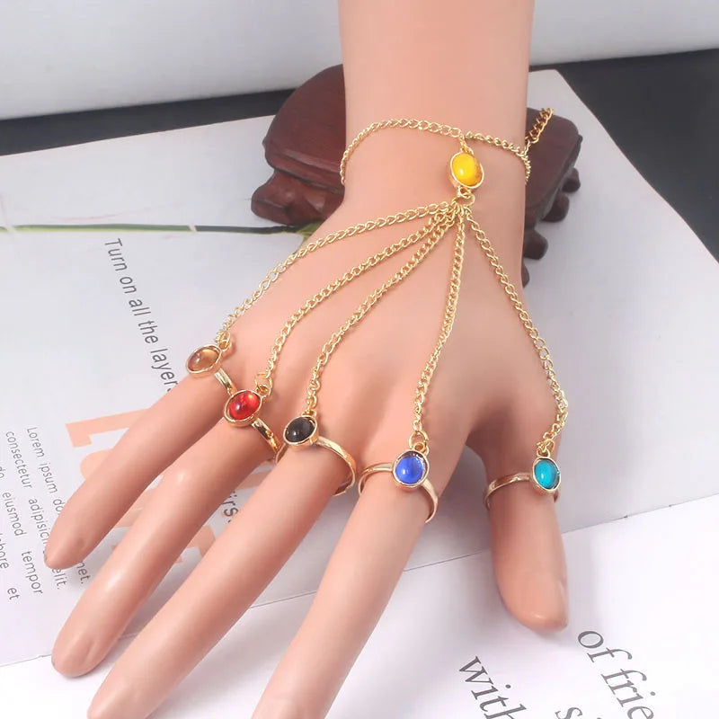 Anime Tanos Infinite Power Gem Bracelet Gloves Men's Women's Punk Gothic Ring Bracelet Street Fashion Jewelry Accessories Qme