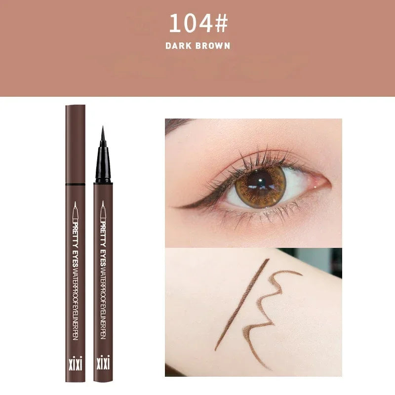 Waterproof Eyeliner Pencils Professional Fast Dry Smooth Eyes Brown Black Color Pigments Liquid Eye Liner Pen Make Up Tools Qme 104