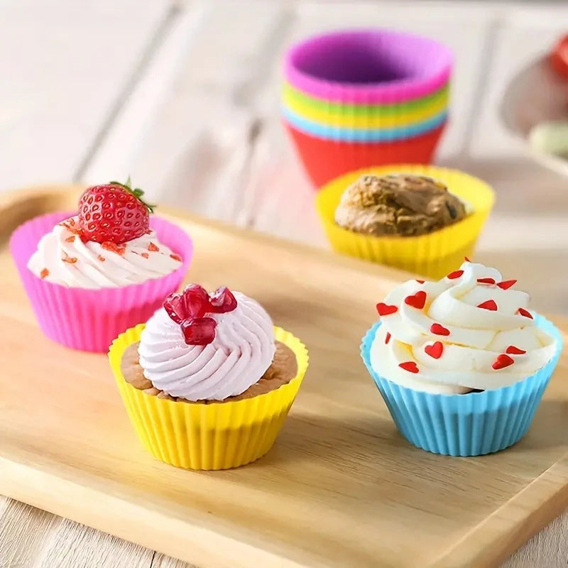 Silicone Cake Mold Round Heart Shape Muffin Cupcake Baking Molds Home Kitchen Bakeware Baking Cups BPA Free Kitchen Gadgets ﻿ Qme