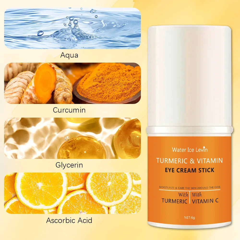 Turmeric vitamin c eye cream stick nourish skin, improve fine lines, relieve eye bags and dark circles, brighten eye skin Qme